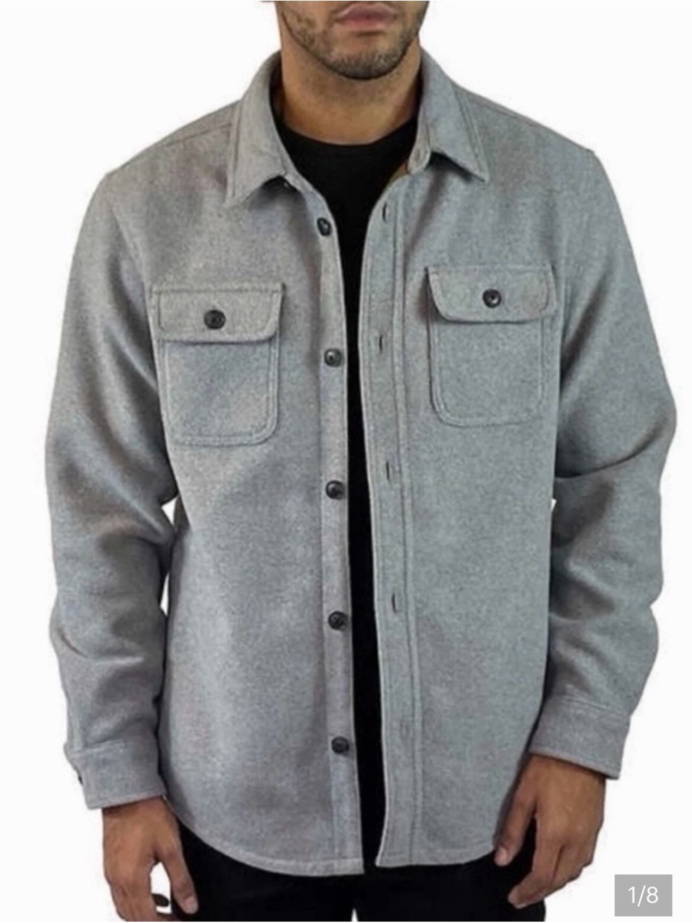 Jachs Men's Light Gray Button-Front Shacket (can be unisex)